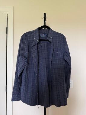 Vineyard Vines Navy Micro-Check Dress Shirt